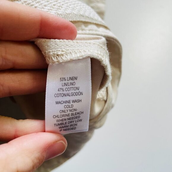 NWT Ann Taylor LOFT Pant Trouser Utility Linen Cotton Neutral Tan Belt Khaki - Picture 7 of 7